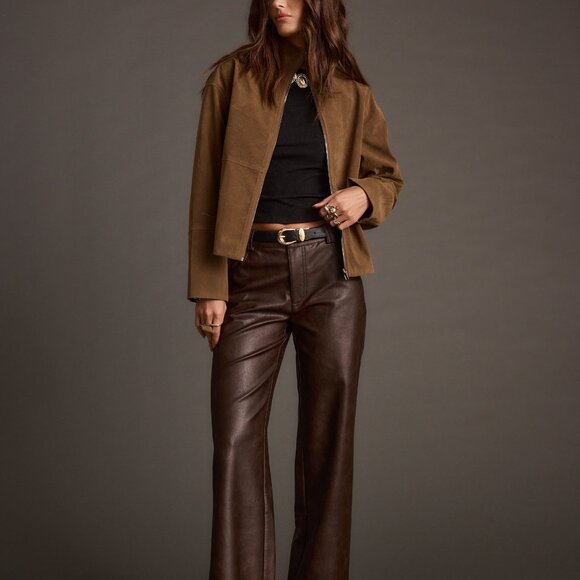 12th Tribe Sienna Brown Vegan Suede Jacket Size Large - Picture 3 of 6